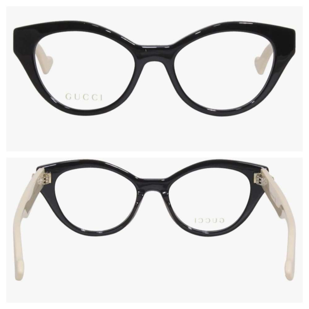 Gucci Women's Black and Cream Cat-Eye Glasses Gucci GG0959S Black - Picture 3 of 9